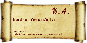 Wester Annamária névjegykártya